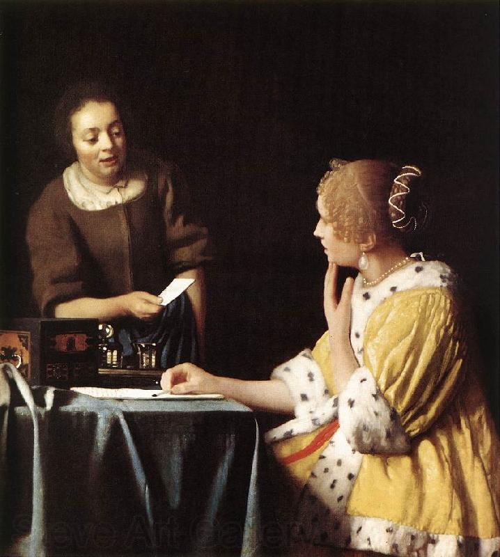 Jan Vermeer Lady with Her Maidservant Holding a Letter